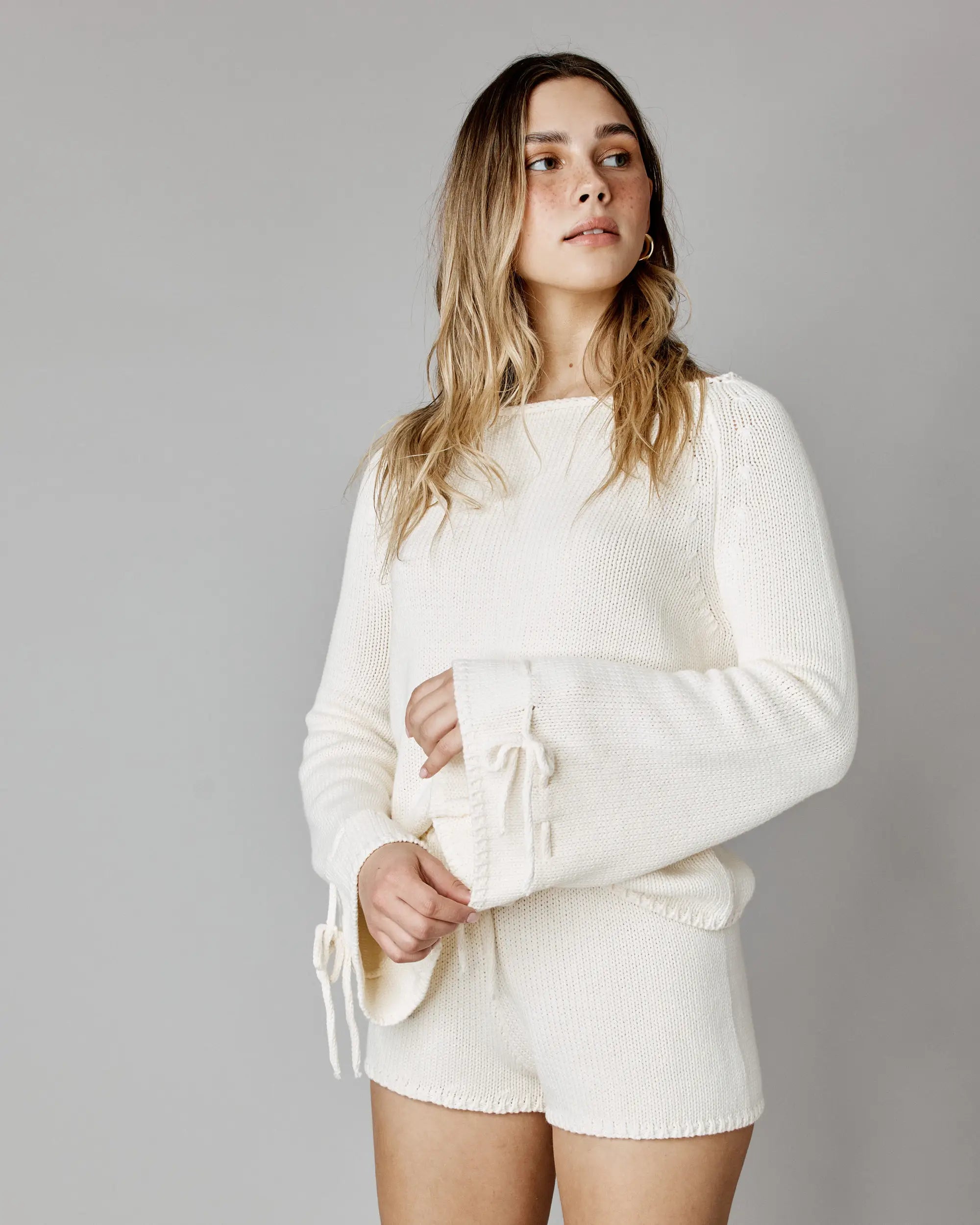 Crocheted top with flared sleeves - Sea Foam