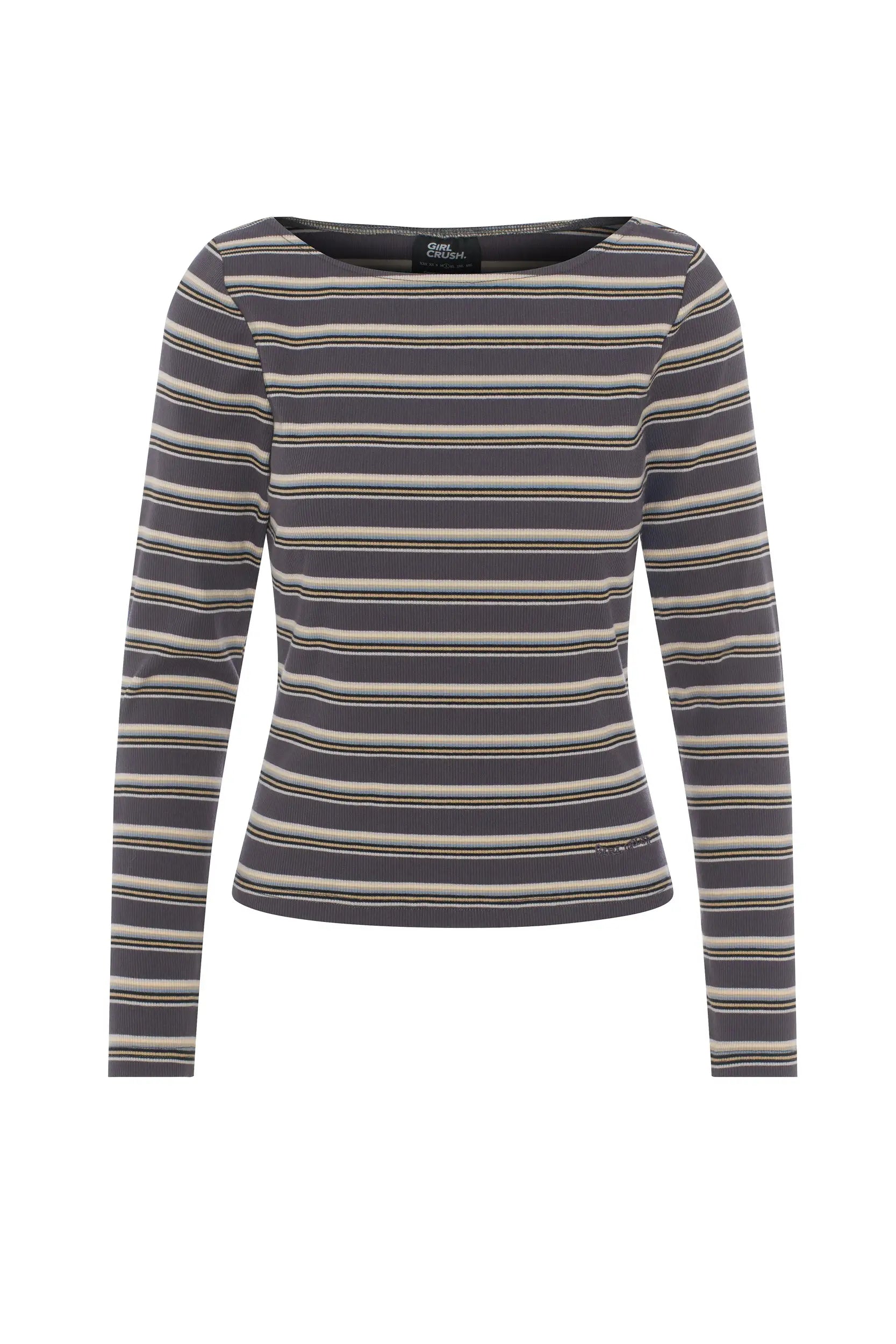 Striped ribbed long-sleeved top - White birch