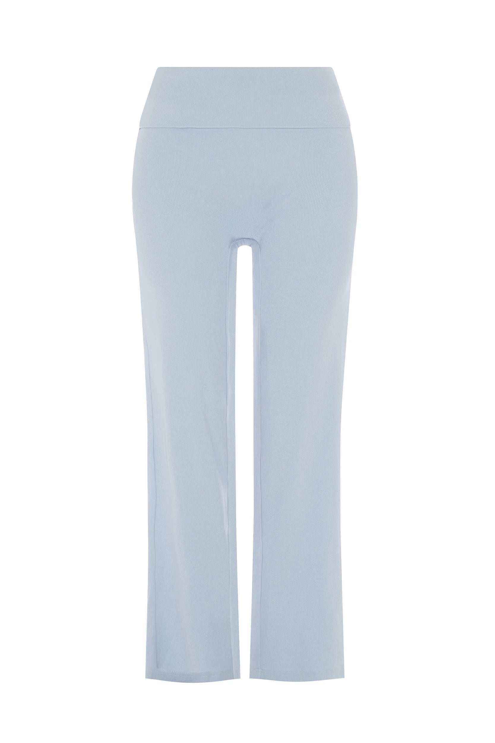 Ribbed pants with foldover waist - Blue jay