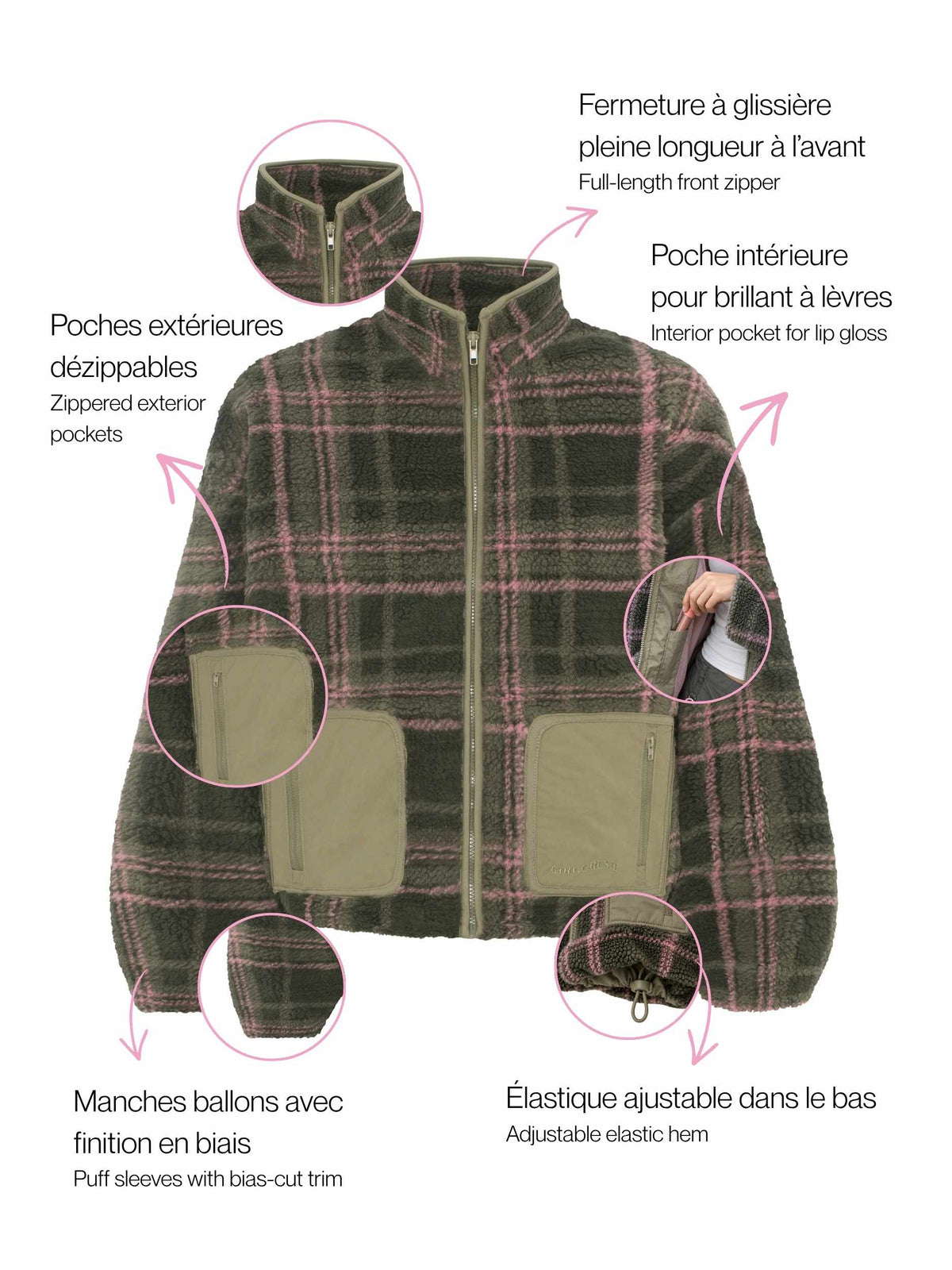 Checkered polar fleece jacket - The Heiress