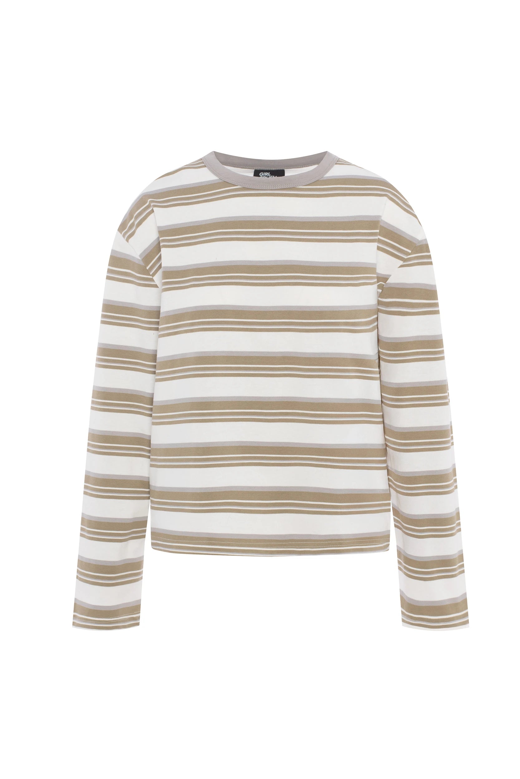 Chandail "vintage" à manches longues rayé - Sable chaud