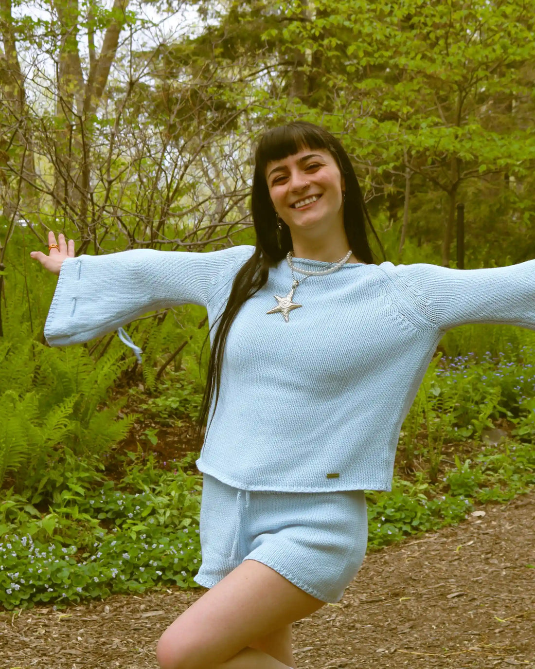 Haut en crochet à manches évasées - Écume
