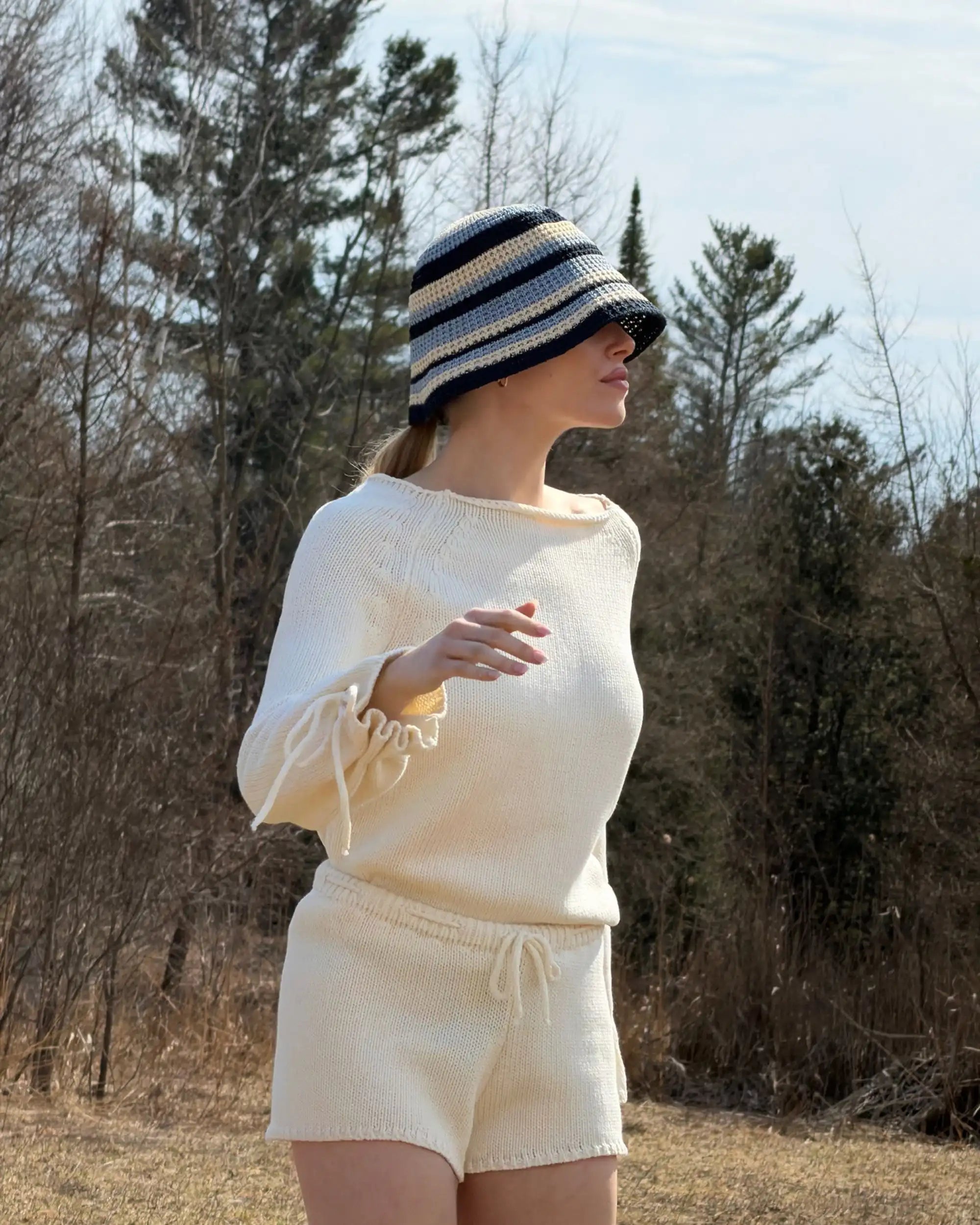 Crocheted top with flared sleeves -  Sea Foam