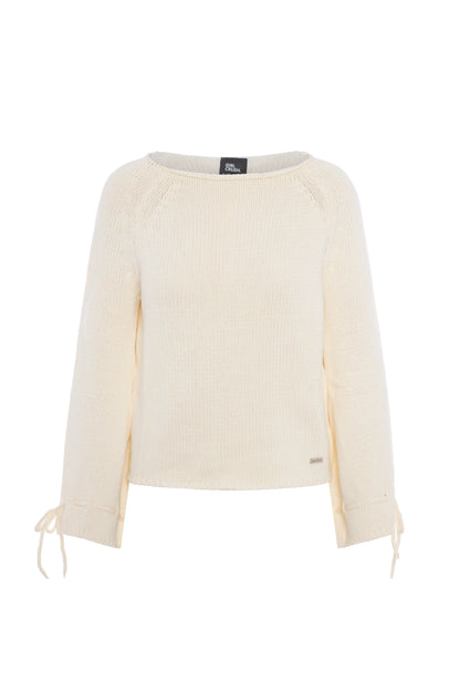 Crocheted top with flared sleeves -  Sea Foam