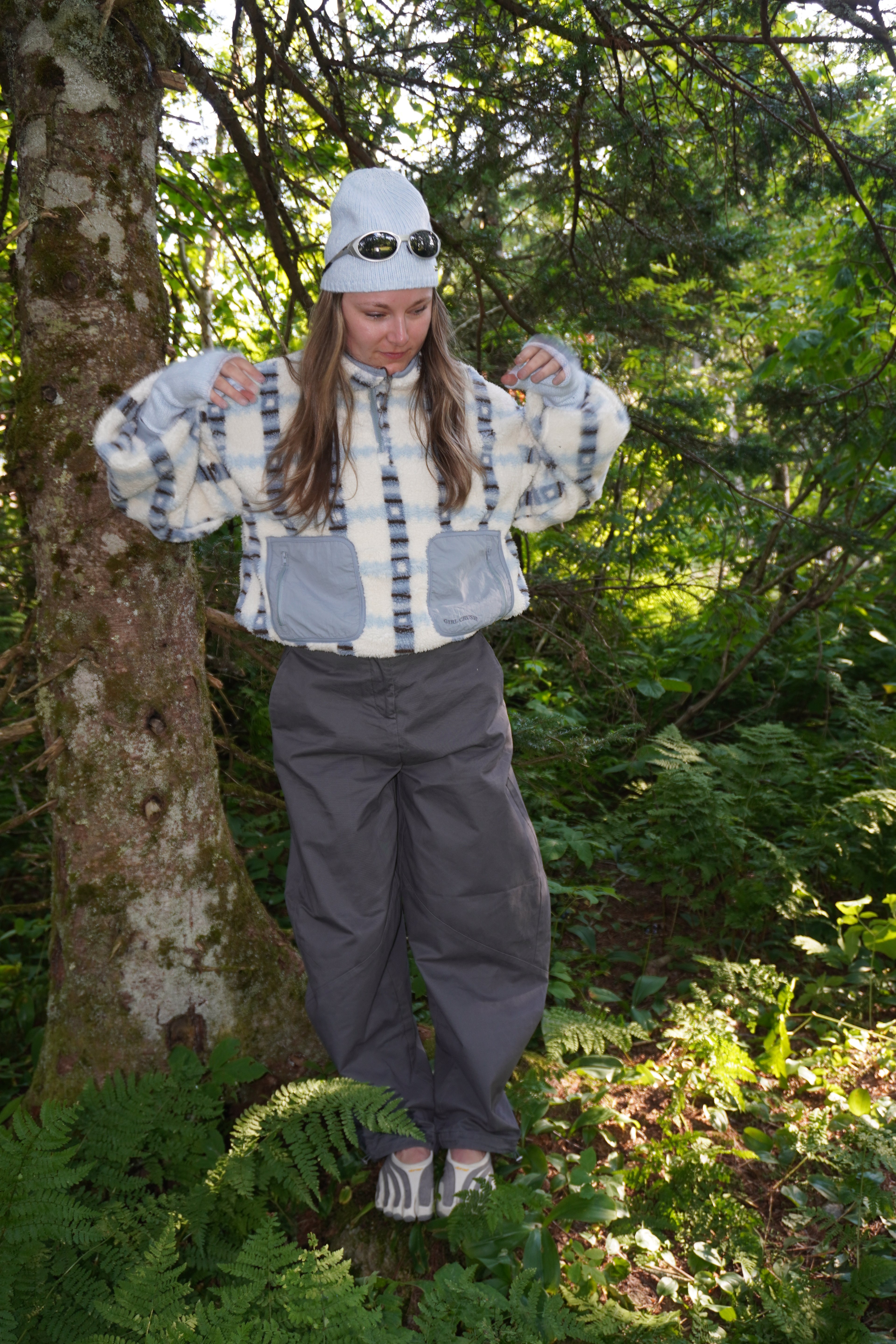 Fingerless mittens - Blue jay