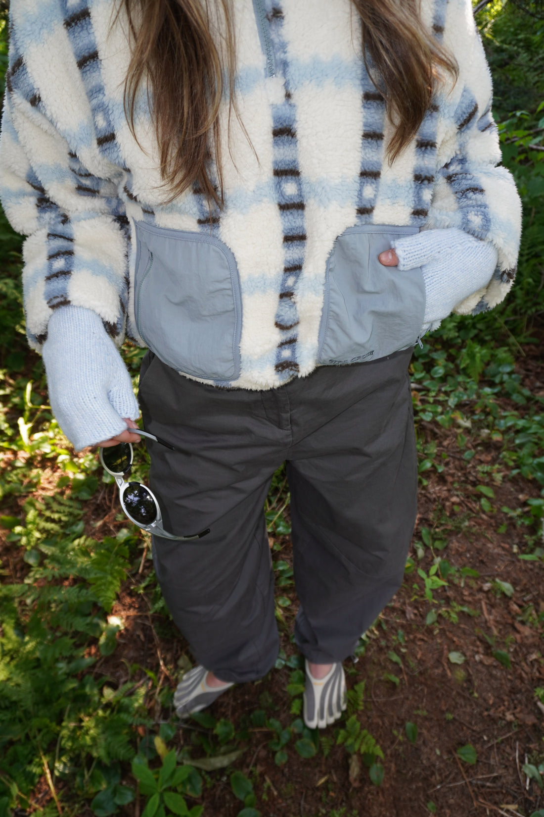 Fingerless mittens - Blue jay