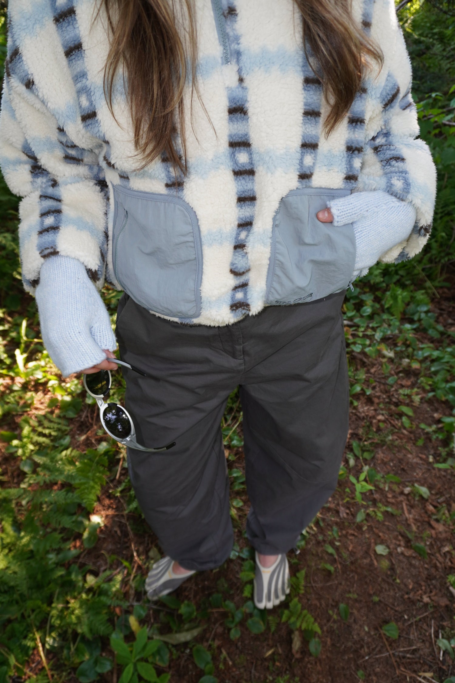 Fingerless mittens - Blue jay