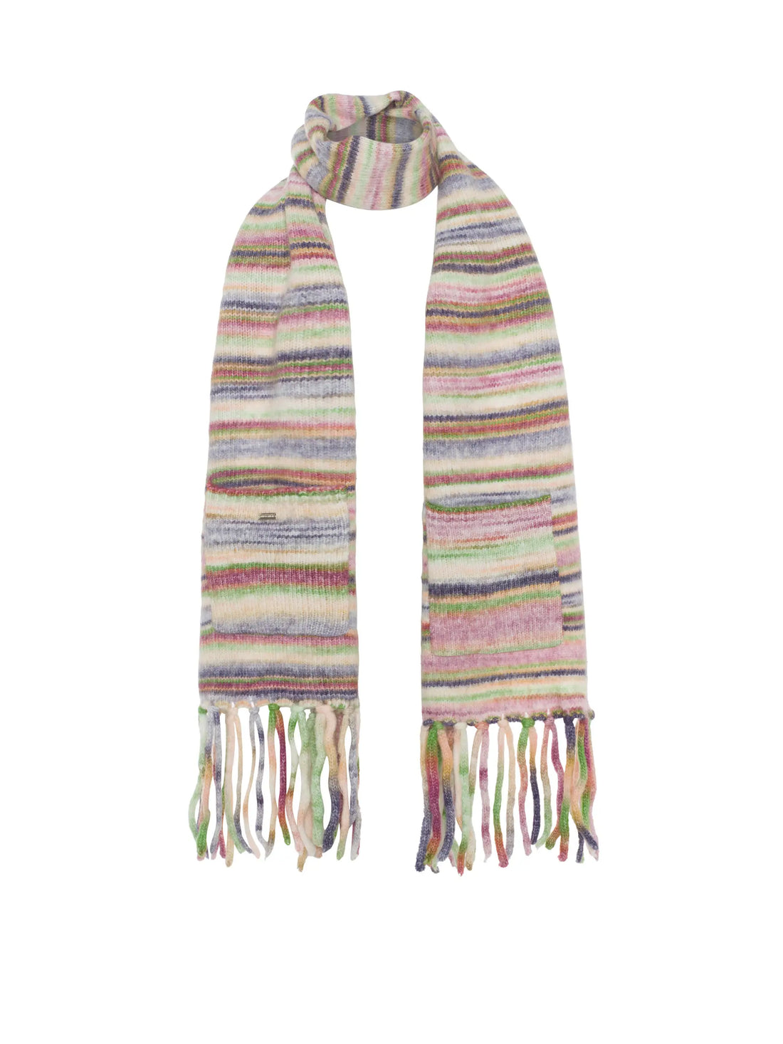 Striped Knitted Scarf with Pockets