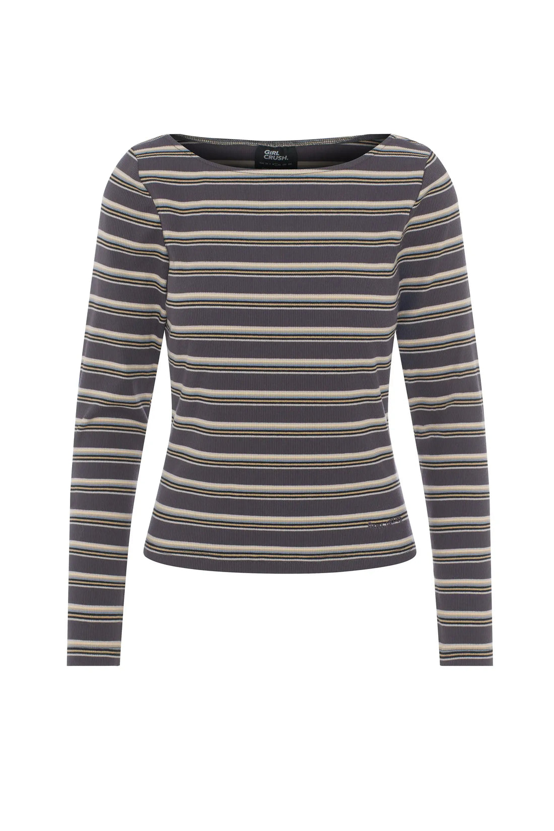 Striped ribbed long-sleeved top - White birch