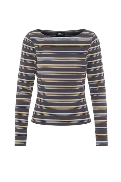 Striped ribbed long-sleeved top - White birch