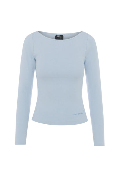 Ribbed long-sleeved top - Blue jay