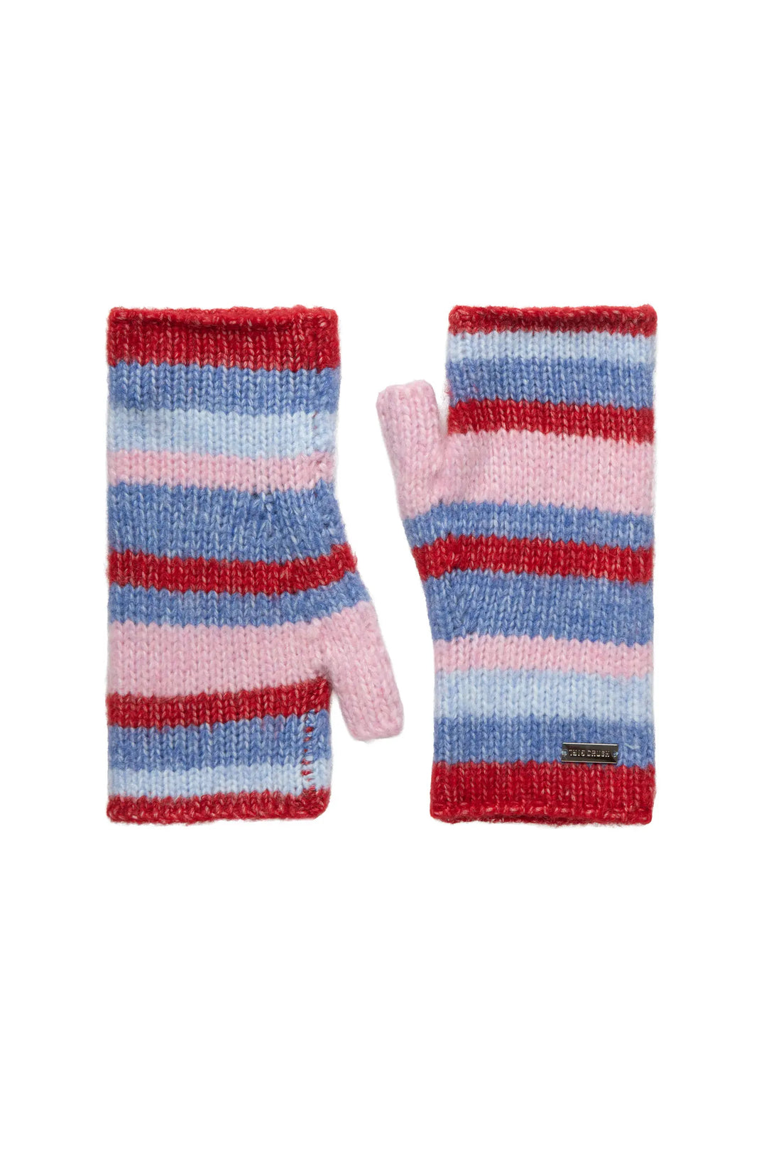 Striped fingerless mittens - Cardinal