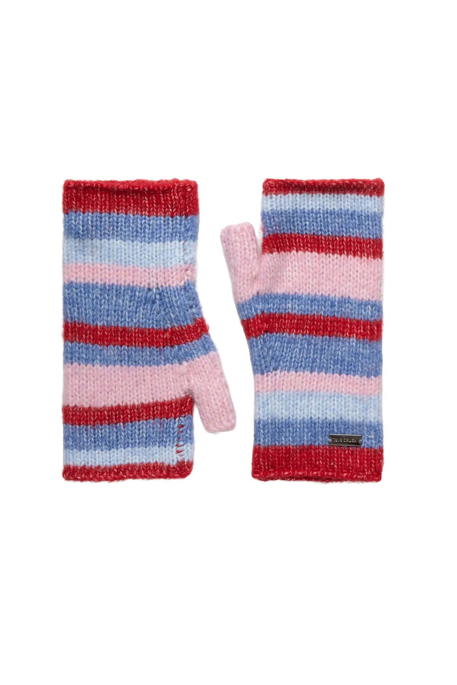 Striped fingerless mittens - Cardinal