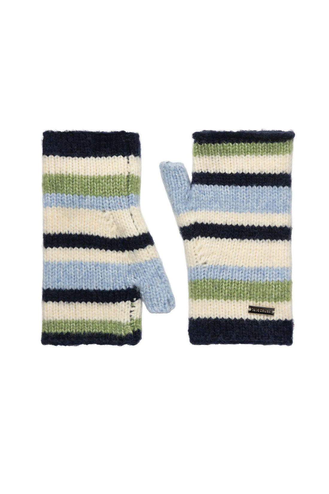 Striped fingerless mittens - Mallard