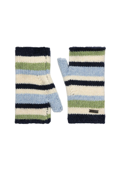 Striped fingerless mittens - Mallard