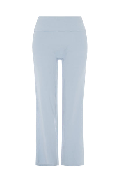 Ribbed pants with foldover waist - Blue jay