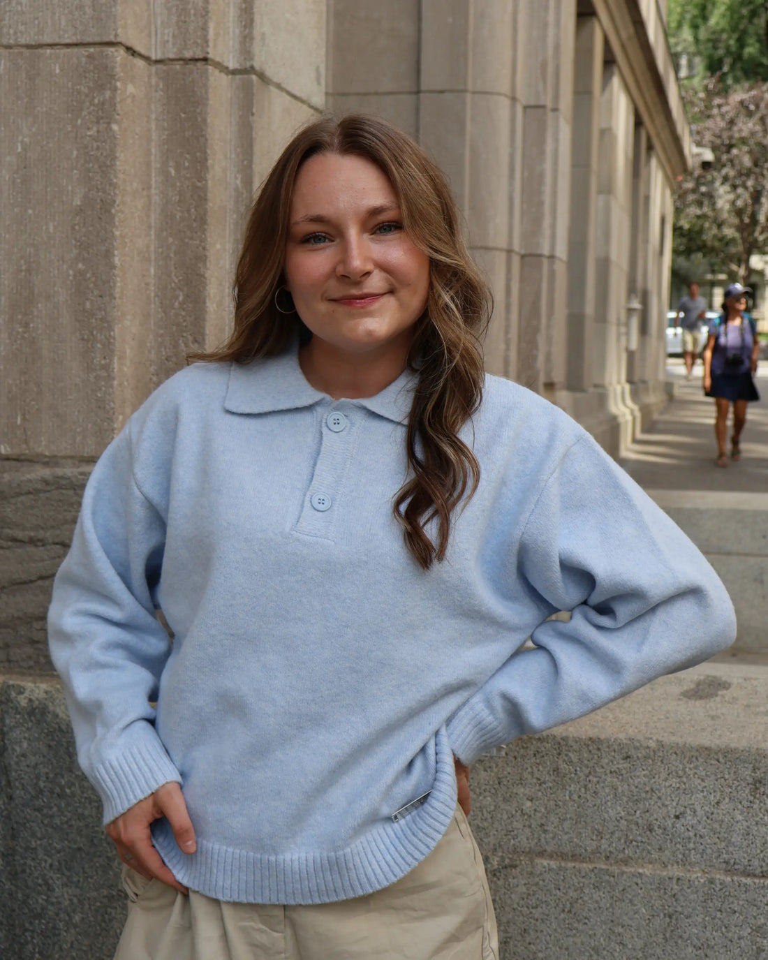 Knit polo shirt - Blue jay