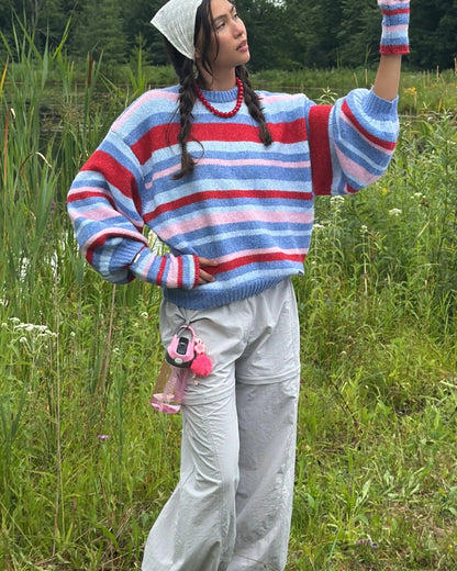 Oversized striped sweater - Cardinal
