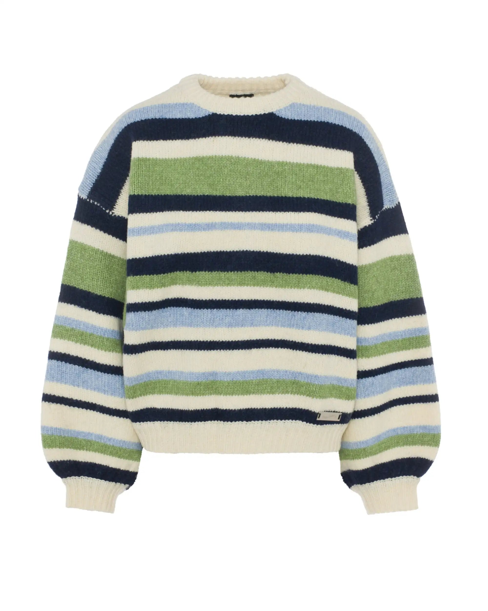 Oversized striped sweater - Mallard 