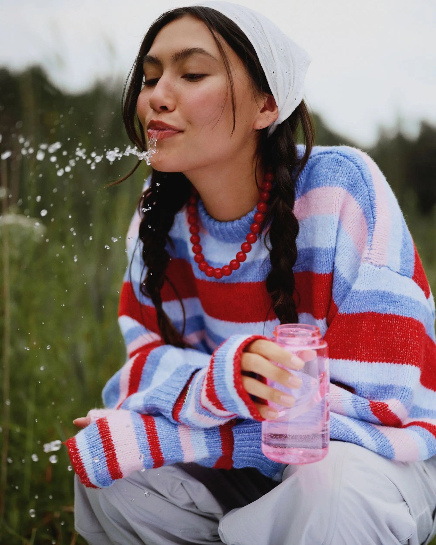 Oversized striped sweater - Cardinal