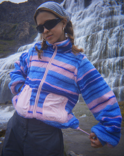 Lightweight Striped modular fleece jacket - Cortinaire purple